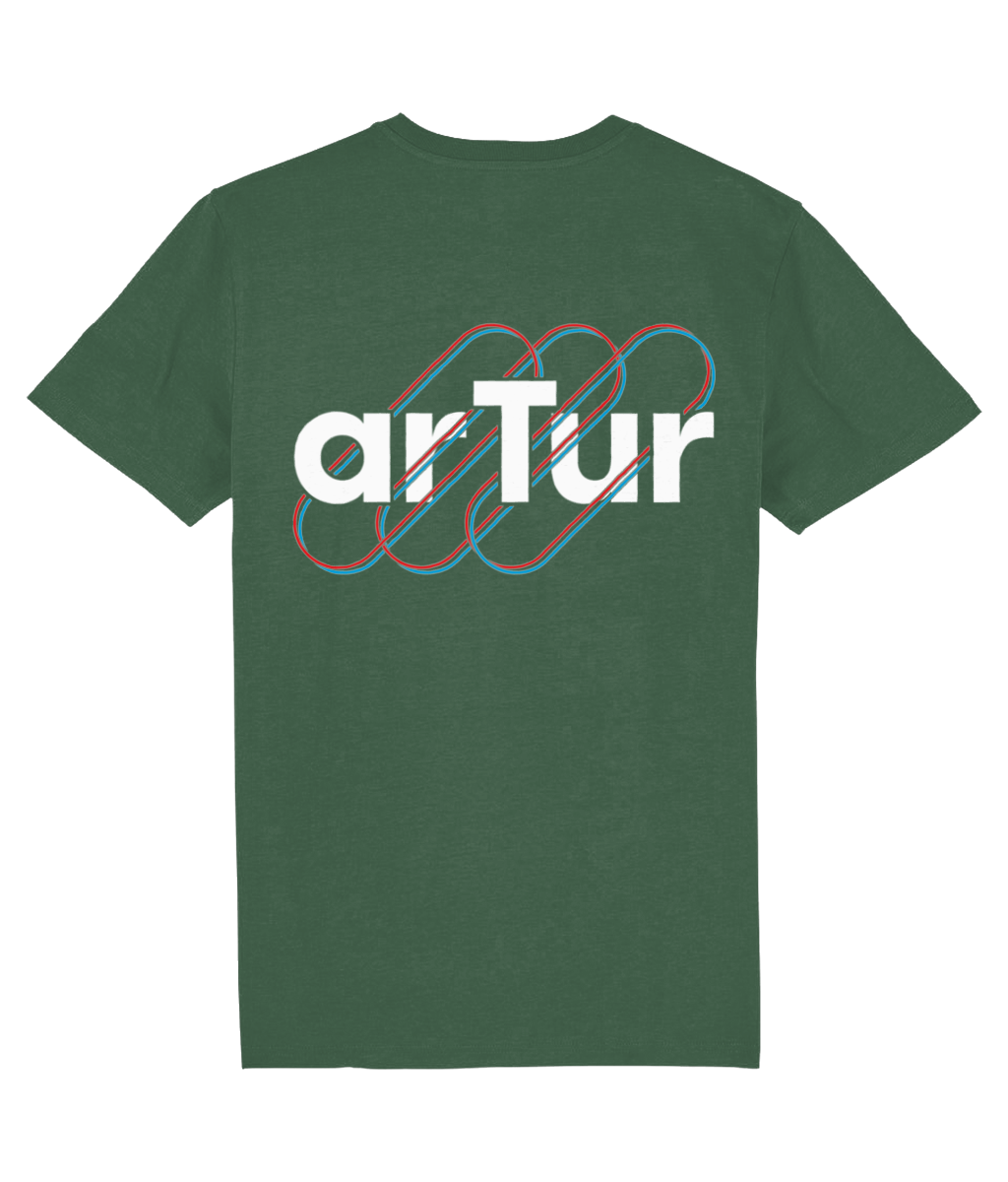 T-Shirt Round Neck Bottle Green & White