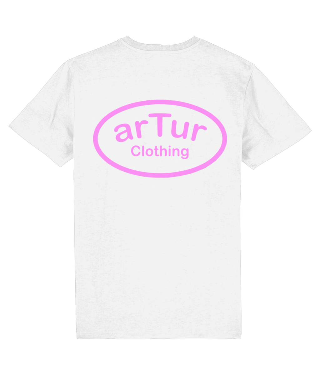 T-Shirt Round Neck White & Pink