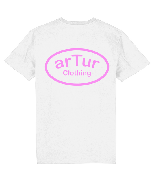 T-Shirt Round Neck White & Pink