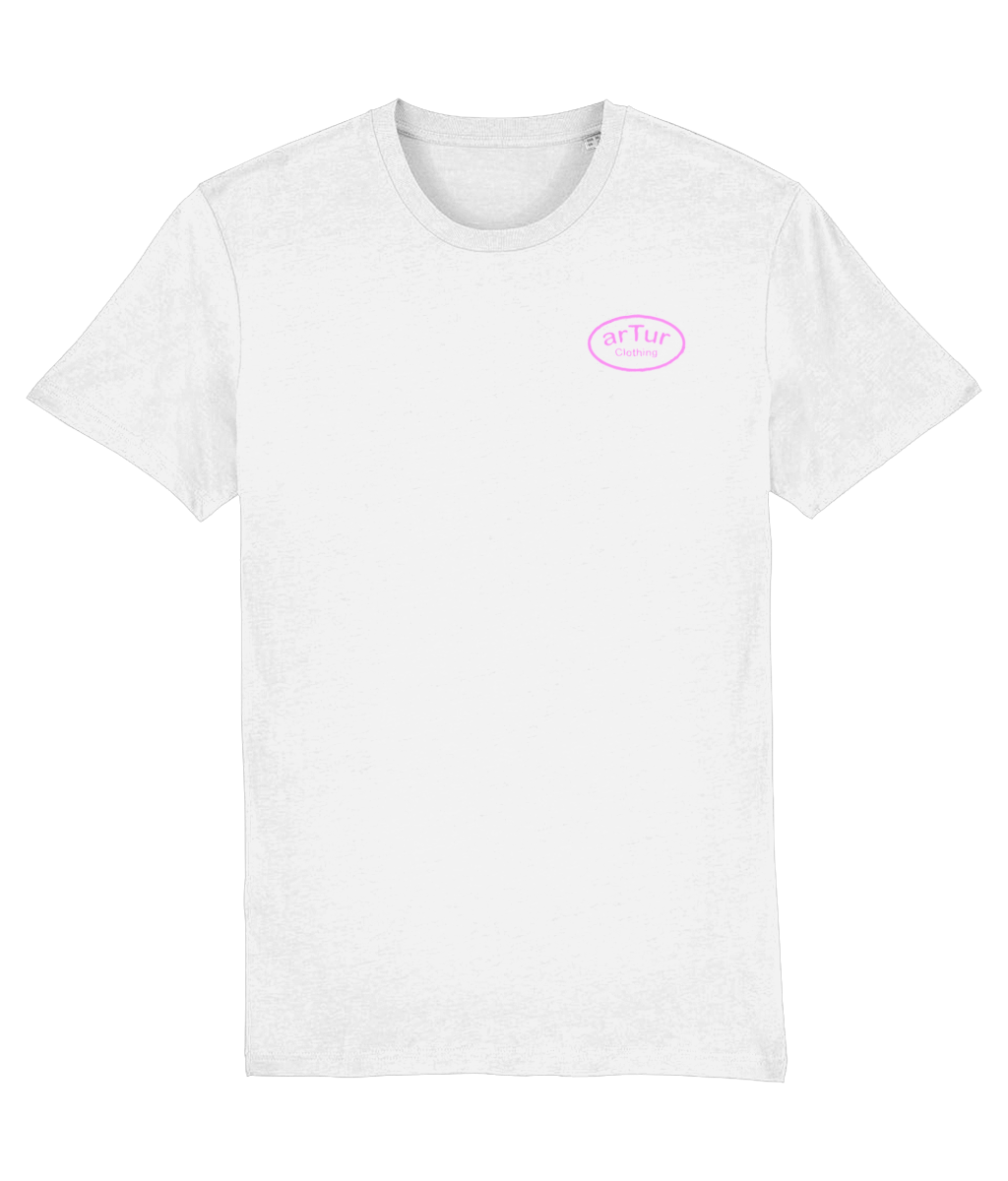 T-Shirt Round Neck White & Pink